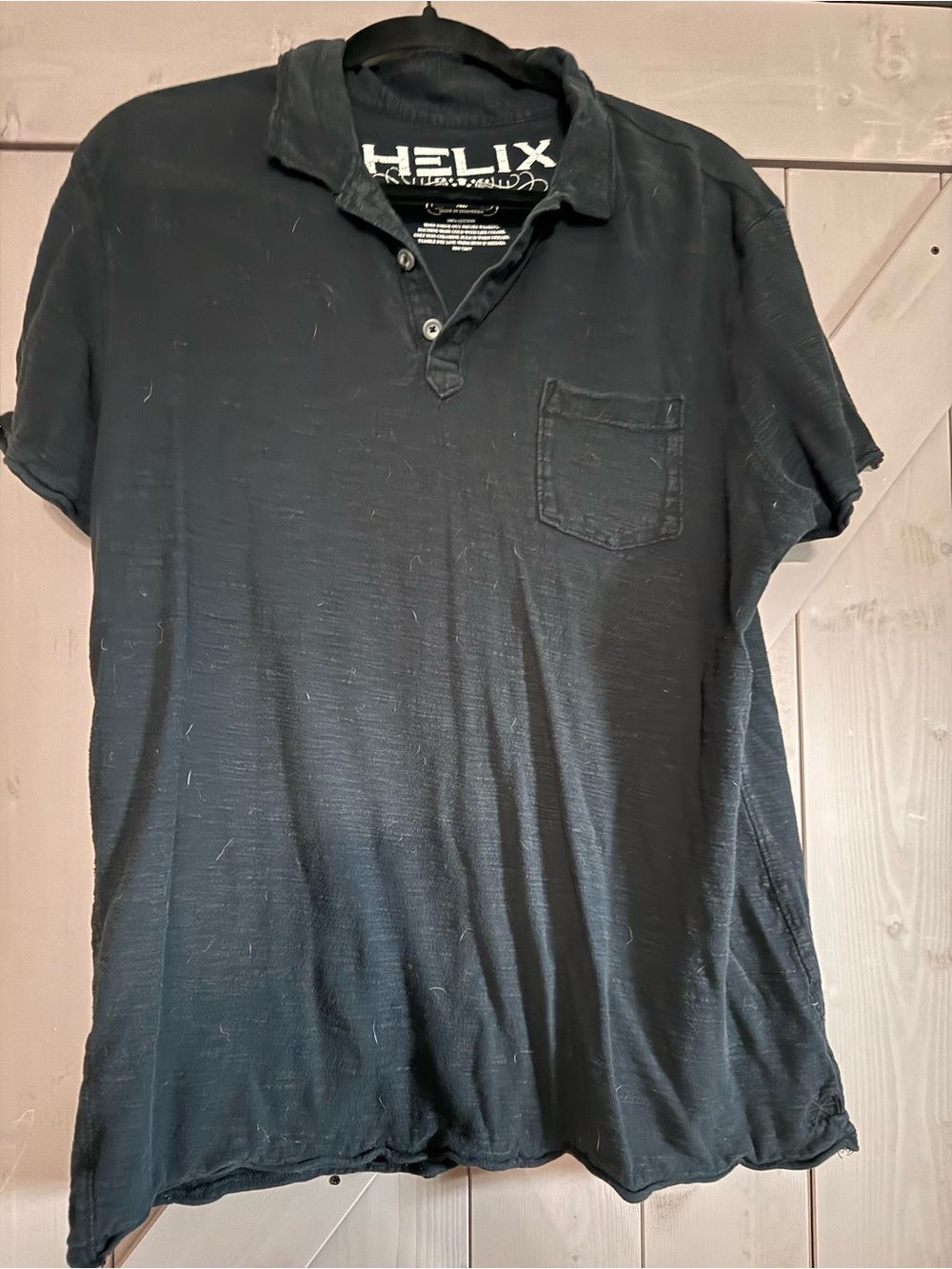 Men’s Helix Black Short Sleeve Polo with Chest Pocket